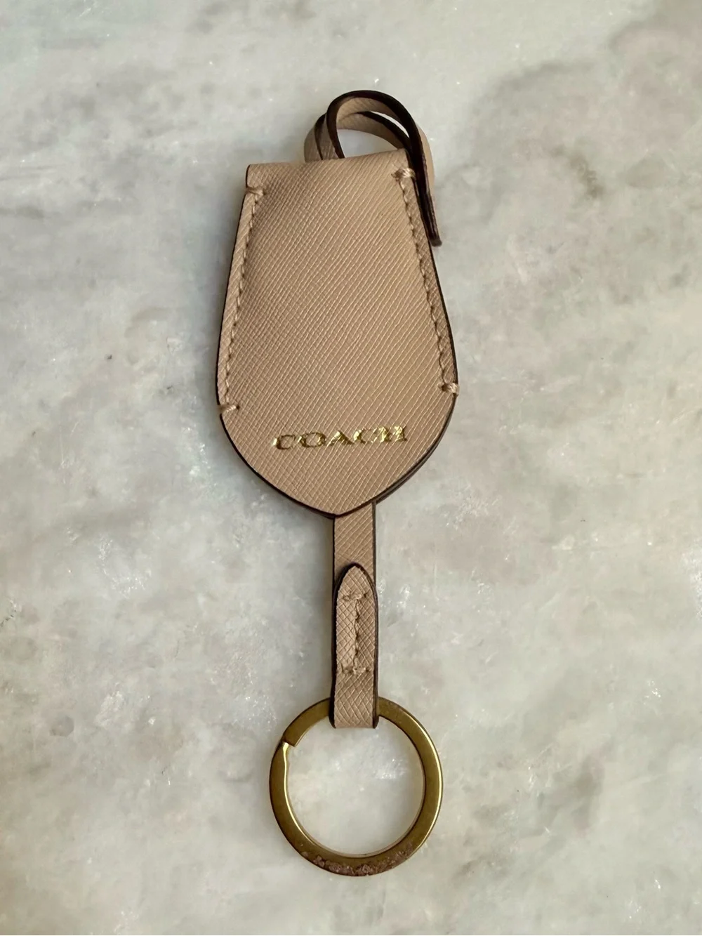 Coach Leather Hidden Keyring Pouch Charm / Key Fob (Beige/Tan)